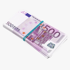 Bundle of 500 Euro Banknotes Bills 3D model