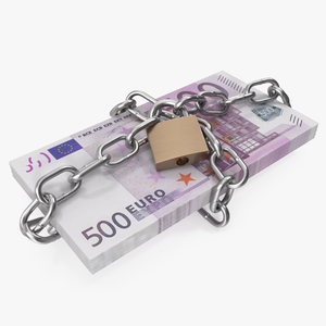 Bundle of Euro Bills in Chain 3D model