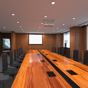 3D Meeting Room Wooden With Filling Light model