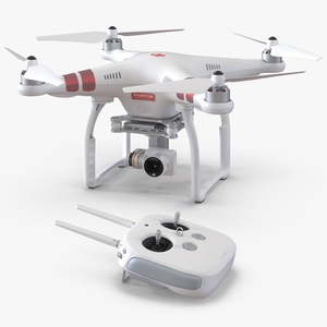 3D model DJI Phantom 3 Professional Quadcopter Set Red