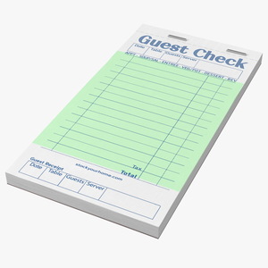 Blank Guest Check Book 3D