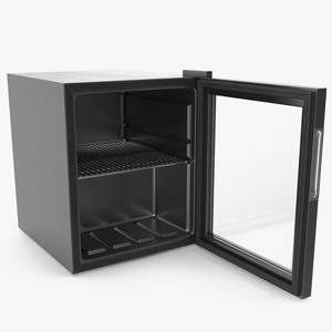 3D Mini Fridge Beverage Cooler Black Open model