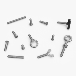 Chromed Steel Nuts and Bolts Kit 3D