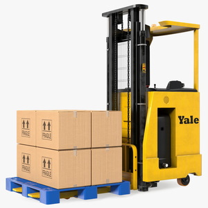 Yale Electric Forklift with Pallet and Boxes 3D model