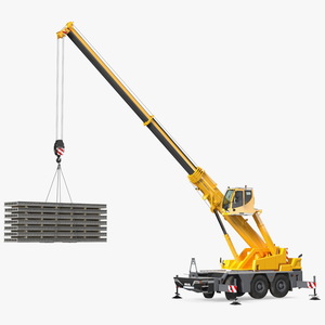 3D Mobile Crane Liebherr with Concrete Slabs