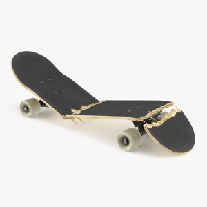 3D Skateboard Broken in Three Pieces model