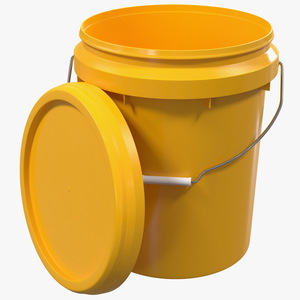 3D Plastic Bucket 20L with Lid and Handle model