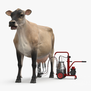 3D Jersey Dairy Cow and Milking Machine