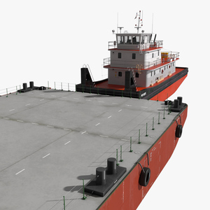 3D Tugboat with Pontoon Barge