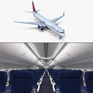 3D Boeing 737 900 with Interior and Cockpit Delta Air Lines Rigged model