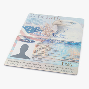 USA Passport Open Page 3D