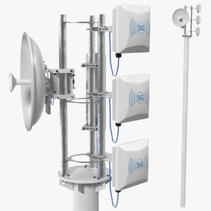 Micro Cell 5G Mobile Network Antenna on Post 3D model