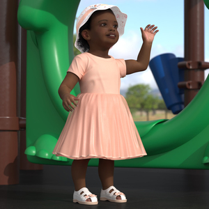 Little African Girl Light Skin in Summer Rigged 3D