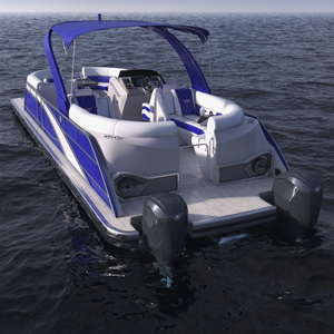 3D Designer Pontoon Boat Blue