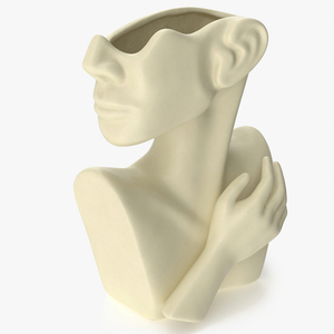 Abstract Bust Vase Beige 3D model