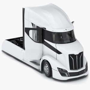 3D model Streamlined Semi Truck White Rigged