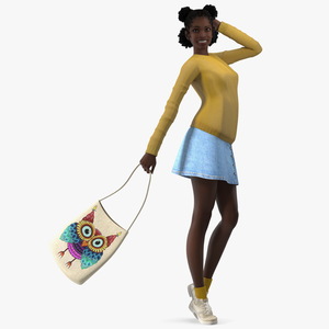 3D model Street Style Black Young Woman