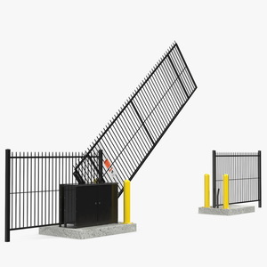 3D Vertical Pivot Gates Black Rigged model