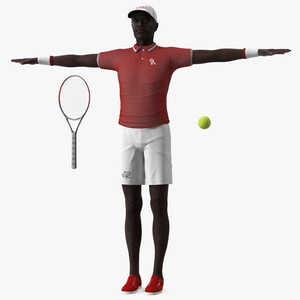 Black Elderly Man in Tennis Clothes T-Pose 3D