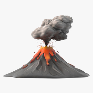 3D model Stylized Erupting Volcano Gray