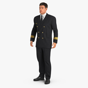 3D Airline Pilot with Fur Standing