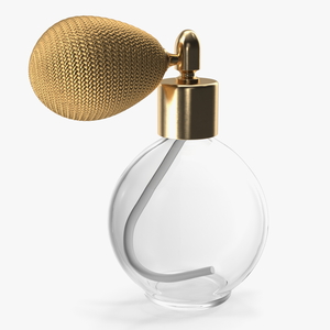 Empty Spherical Golden Perfume Bottle 3D