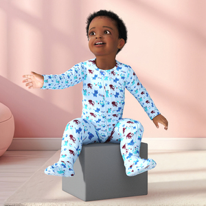 African Baby Boy Light Skin in Full Bodysuit Sitting 3D