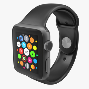 3D Apple Watch 38mm Fluoroelastomer Black Sport Band 2