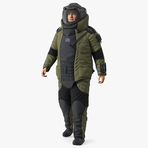 3D Man in EOD 10 Bomb Suit Walking Pose