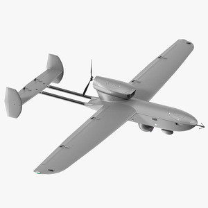 Fixed-wing Surveillance Drone Grey 3D model