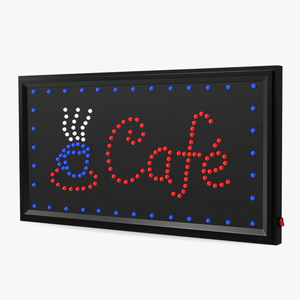 3D Classic LED Cafe Light Board Sign ON