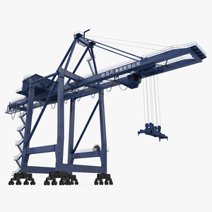 Container Crane Rigged Blue 3D