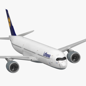 3D Airbus A350 1000 Lufthansa Rigged model