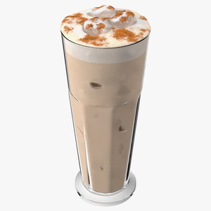 3D Iced Cappuccino with Cinnamon in Tall Glass model