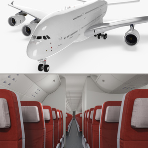 3D Airbus A380 800 Interior Red model