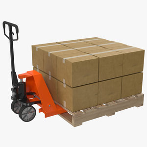 3D Pallet Jack and Wooden Pallet Set model