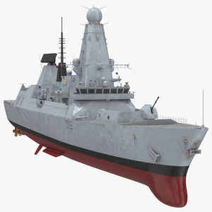 Royal Navy Type 45 Destroyer Rigged for Cinema 4D 3D model
