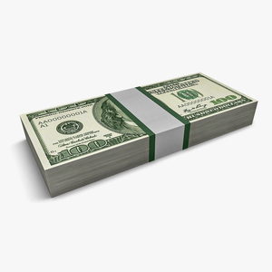 3D US Currency 100 Dollar Bills Pack model