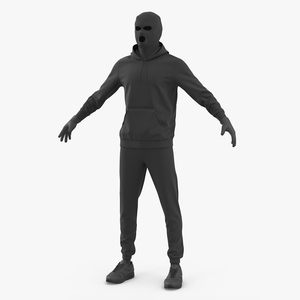 3D Thief Black Full Outfit model