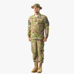 3D model US Soldier Standing at Attention ACU Camo Fur