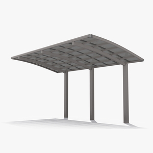 3D model Polycarbonate Car Parking Shed Gray