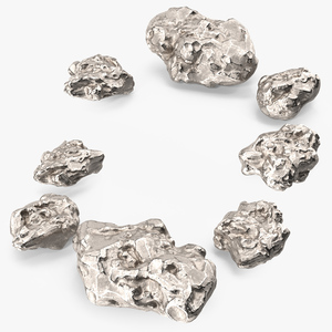 Silver Natural Minerals Big Stones 3D model