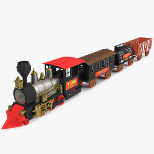 3D Toy Train with Wagons