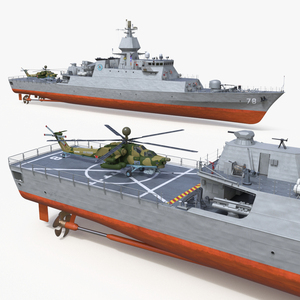 Iranian Destroyer Deylaman with Helicopter 3D