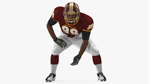 3D Washington Redskins American Football Player Crouching Fur model