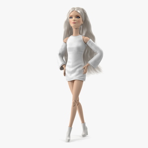 3D Barbie Doll White Dress model