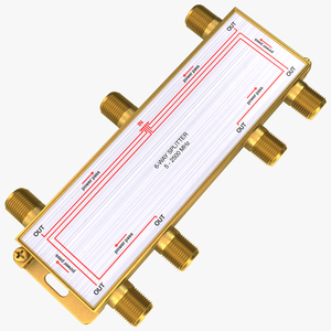 Wide Broadband Coaxial Splitter F Type 6 Way 3D model