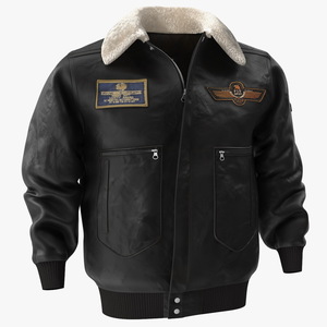 Aviator Jacket Black Fur 3D model