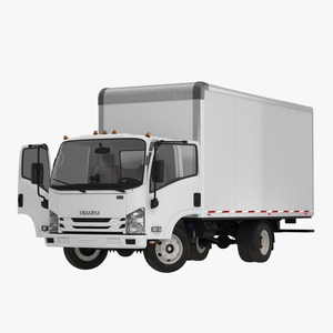 3D Box Truck Isuzu NPR 2018 Rigged