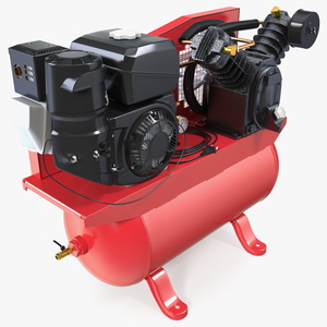 Red Diesel Piston Air Compressor 3D